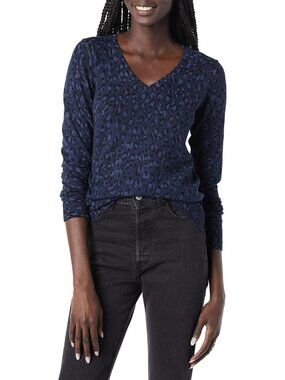 Amazon Essentials Women's Navy Black V Neck Lightweight Long Sleeve Sweaters